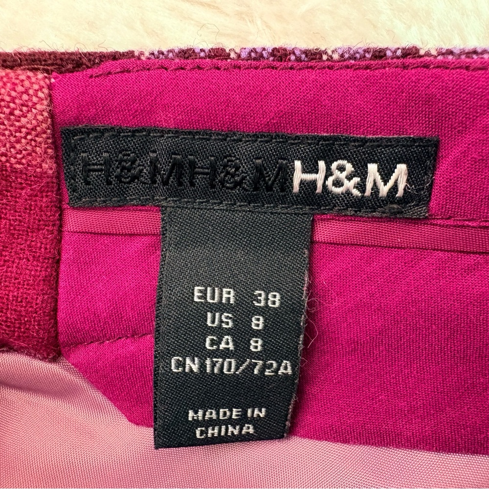 H&M Purple Plaid Wool A-Line School Girl Mini Skirt Size 8 - Picture 5 of 6